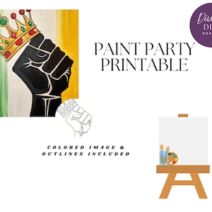 Power Fist with Crown DIY Paint Party Printable (PNG Digital Download)