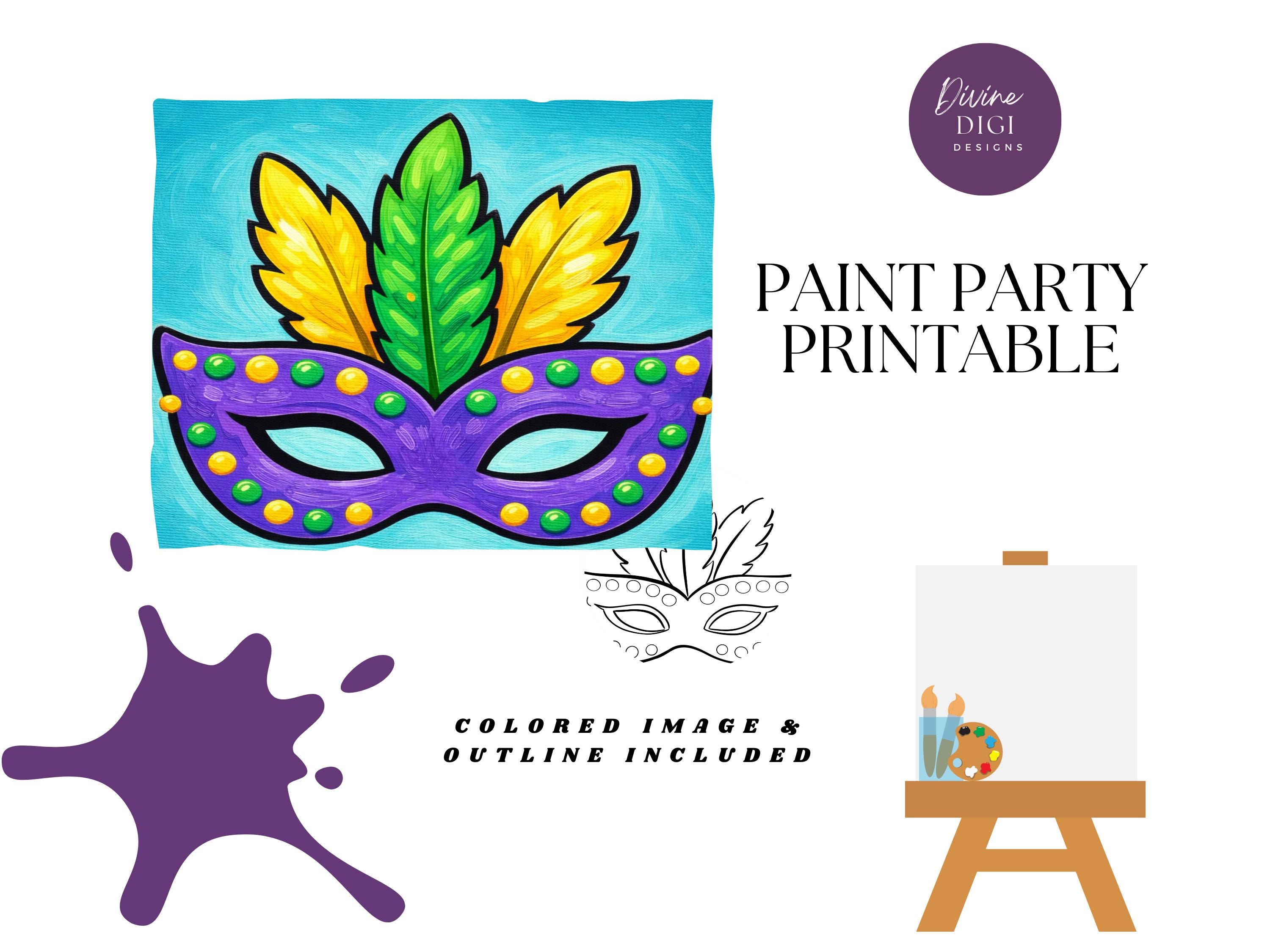 31 Festive Mardi Gras Crafts for Kids 14 Mardi Gras Mask DIY Paint Party Printable (Digital Download)