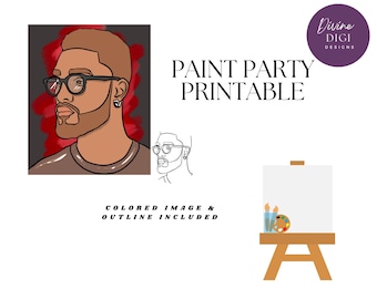 Melanin Love DIY Paint Party: Pre-Drawn Canvas (PNG Digital Download)