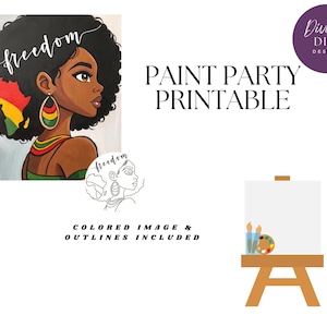 Queen with Afro Paint Party Printable: DIY Canvas Art (Digital Download)