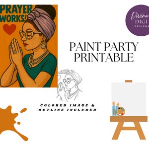 Prayer Works ! DIY Paint Party Printable|Inspirational| Instant Download|Canvas Art|PNG Digital Download