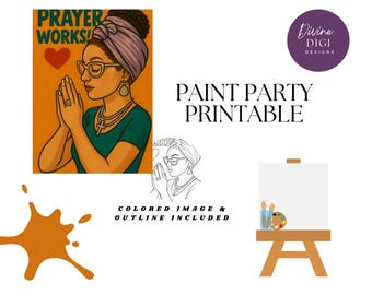 Prayer Works ! DIY Paint Party Printable|Inspirational| Instant Download|Canvas Art|PNG Digital Download