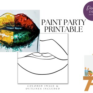 Juneteenth Lips Paint Party Printable: DIY Canvas Art (Digital Download)