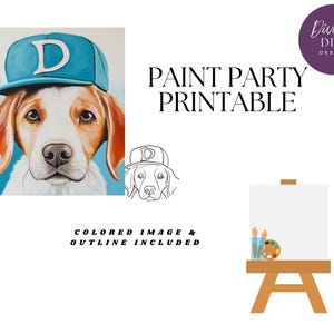 Afdrukbare DIY Paint Party, vooraf getekende masterpup, instant download, doe-het-zelf canvaskunst, Paint Party, digitale png-download