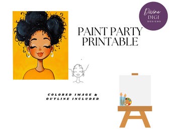 Melanin Woman Paint Party Printable: DIY Canvas Art (Digital Download)