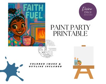 Faith Fuel Mug Girl Paint Party Printable (PNG Digital Download)