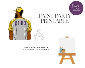 Melanin King DIY Paint Party: Pre-Drawn Canvas (PNG Digital Download)