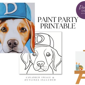 Afdrukbare DIY Paint Party, vooraf getekende masterpup, instant download, doe-het-zelf canvaskunst, Paint Party, digitale png-download