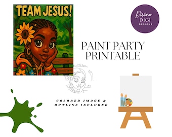 Team Jesus DIY Paint Party Printable|Inspirational| Instant Download|Canvas Art|PNG Digital Download