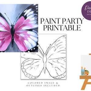 Butterfly Paint Party Printable: DIY Canvas Art (PNG Digital Download)