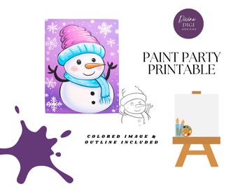Snowman Snowman Coloring Page & Tracer|  Digital Download|DIY Holiday Painting Template