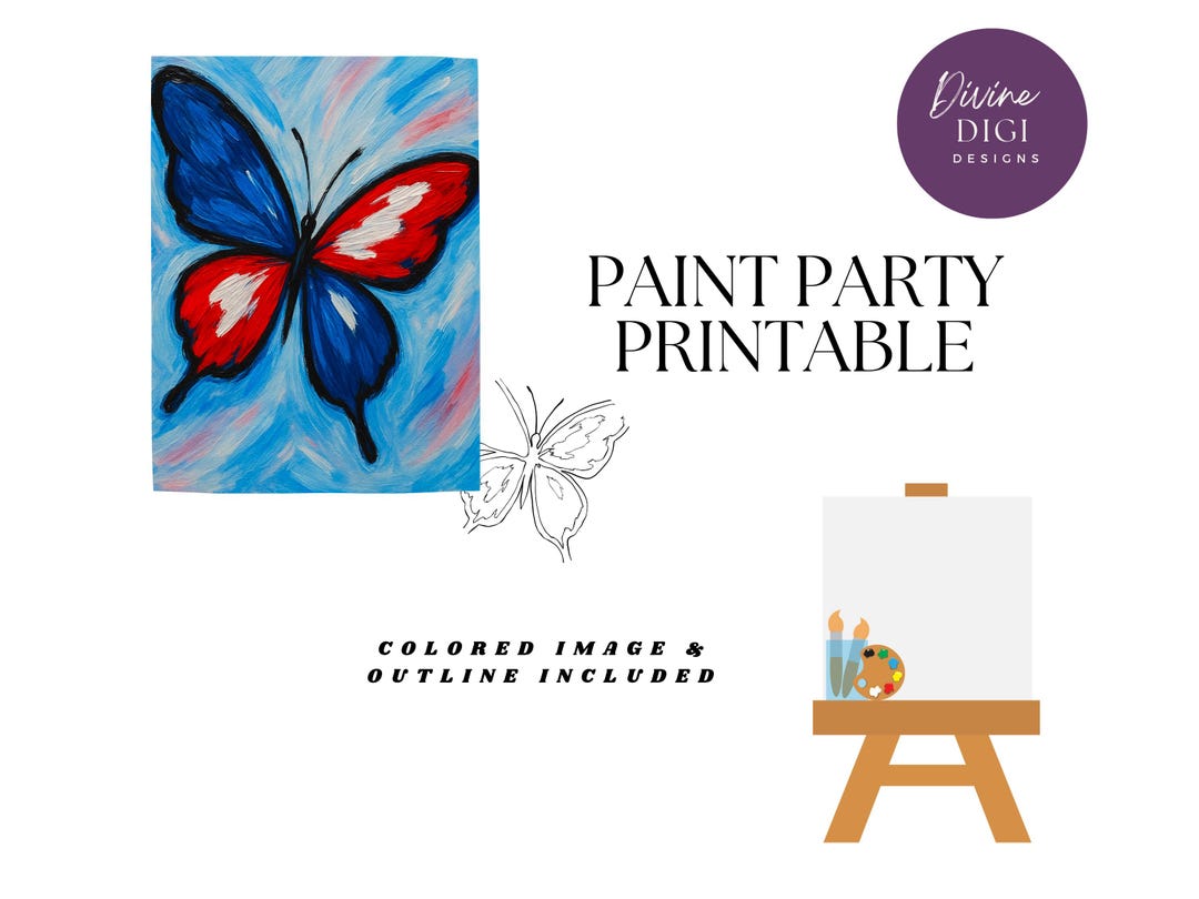 4th of July DIY Paint Kit or Digital Download| Patriotic Butterfly ...