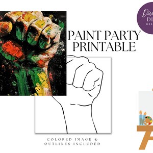 Power Fist Paint Party Printable: DIY Canvas Art (PNG Digital Download)