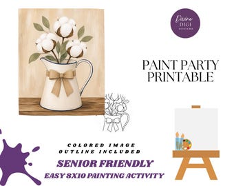 Senior Friendly Cotton Stem Pitcher,  Easy Craft (Digital Download)