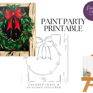 Christmas Wreath Paint Party Printable: DIY Canvas Art (Digital Download)