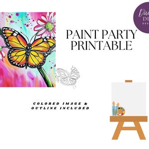 Monarch Butterfly Paint Party Printable: Pre-Drawn Canvas (Digital Download)