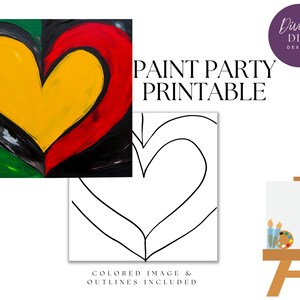 Soulful Heart Paint Party Printable: DIY Canvas Art (PNG Digital Download)