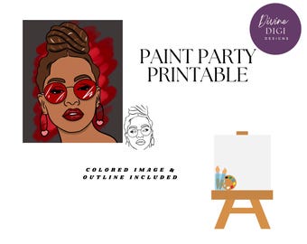 Melanin Love DIY Paint Party: Pre-Drawn Canvas (Digital Download)
