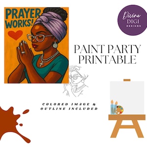 Prayer Works ! DIY Paint Party Printable|Inspirational| Instant Download|Canvas Art|PNG Digital Download