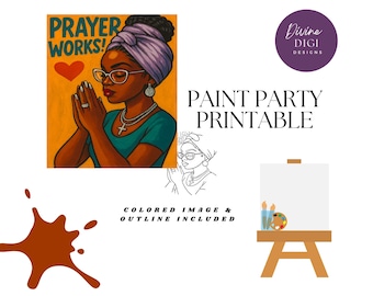 Prayer Works ! DIY Paint Party Printable|Inspirational| Instant Download|Canvas Art|PNG Digital Download