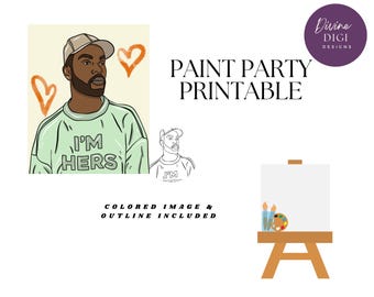 Melanin Love DIY Paint Party: Pre-Drawn Canvas (Digital Download)