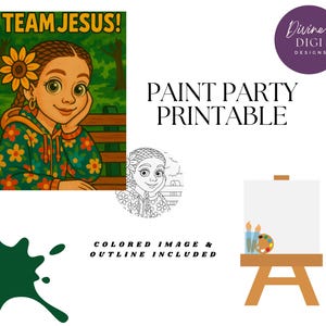 Team Jesus DIY Paint Party Printable|Inspirational| Instant Download|Canvas Art|PNG Digital Download