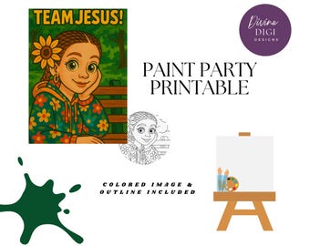 Team Jesus DIY Paint Party Printable|Inspirational| Instant Download|Canvas Art|PNG Digital Download