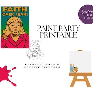 Faith Over Fear DIY Paint Party Printable|Inspirational| Instant Download|Canvas Art|PNG Digital Download