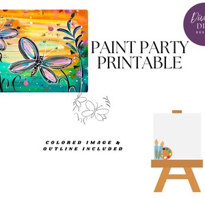 Abstract Butterfly Paint Party Printable: DIY Canvas Art (Digital Download)