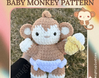 Baby Monkey in Diaper Design Pattern Plush Crochet English Pdf