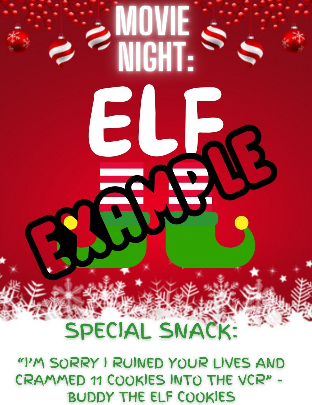 elf-movie-night-printable-ticket-complete-with-theme-snack-idea-etsy