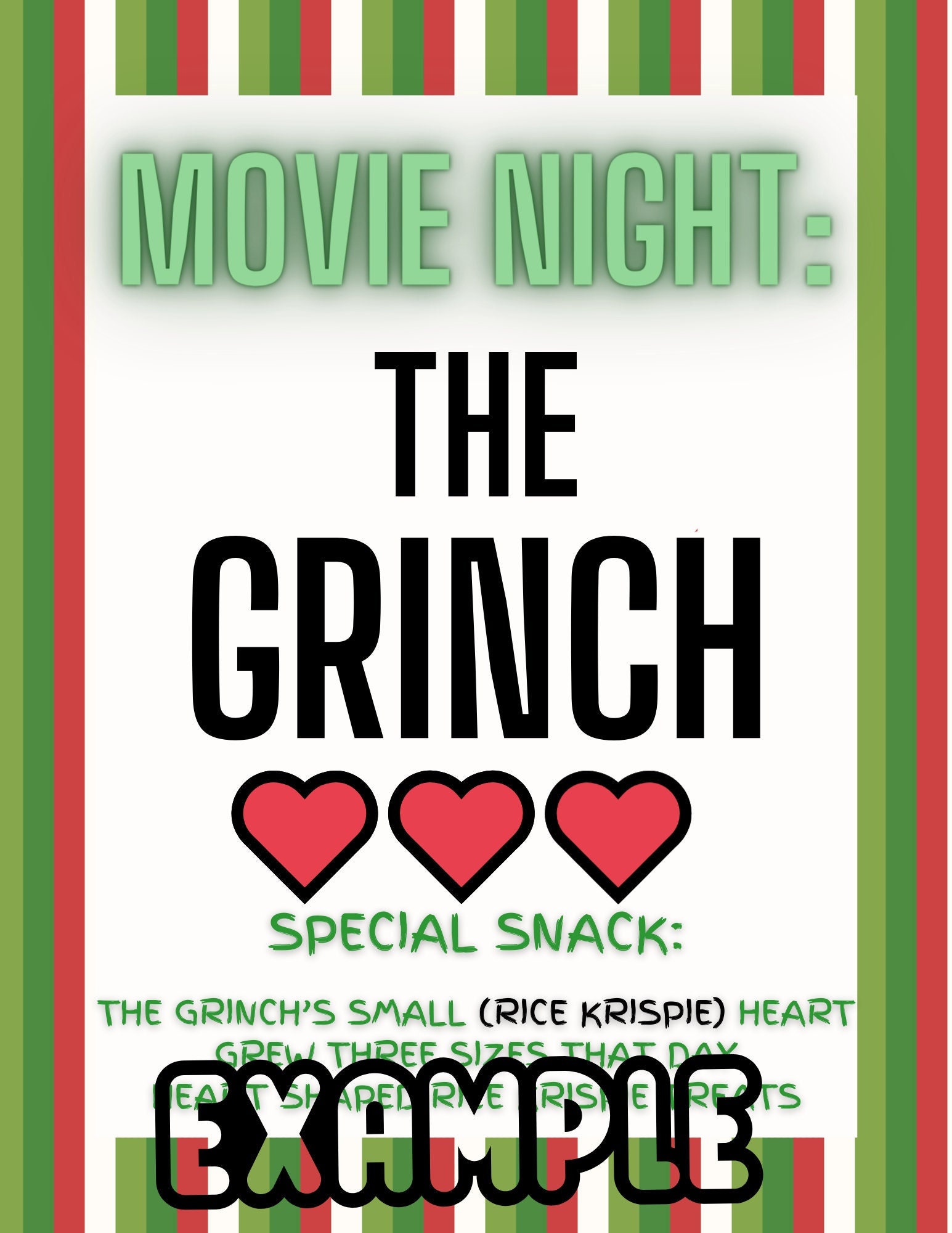 The Grinch Movie Night Printable *ticket, Complete With Theme Snack ...