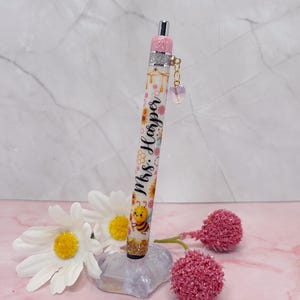Personalized Glitter Epoxy Pen | Handmade Honey Bee Teacher Gift
