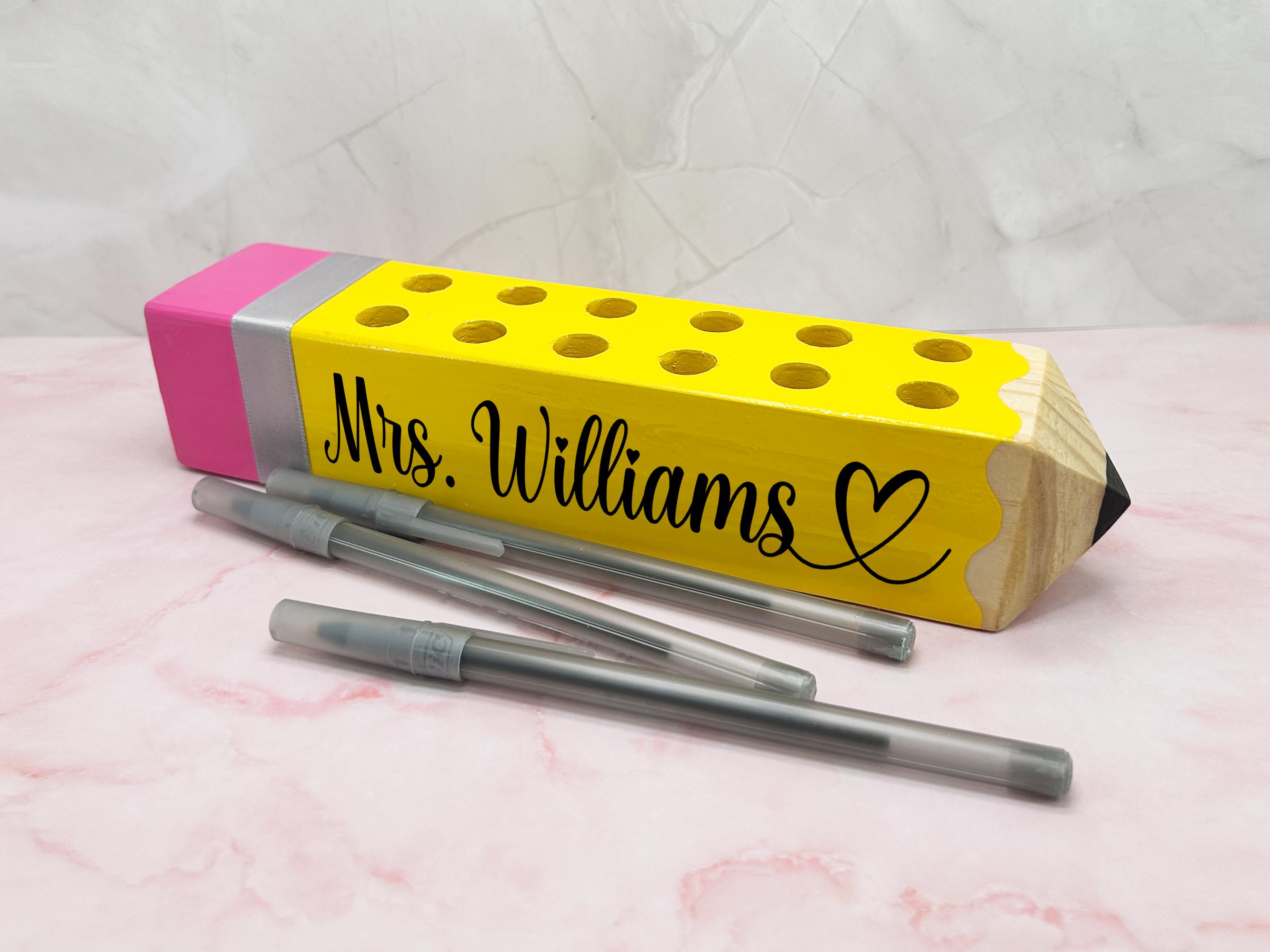Personalized Wooden Pencil Holder | Teacher Gift - Etsy