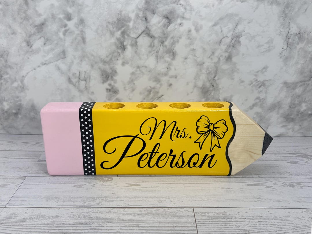 Personalized Pencil Holder for Teacher, Wooden Desk Name Sign, Gift for ...