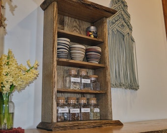 Handmade Oak Spice Rack // Rustic Wooden Shelf // Small Cabinet // Counter Top Organizer // Kitchen Decor // Bathroom shelf