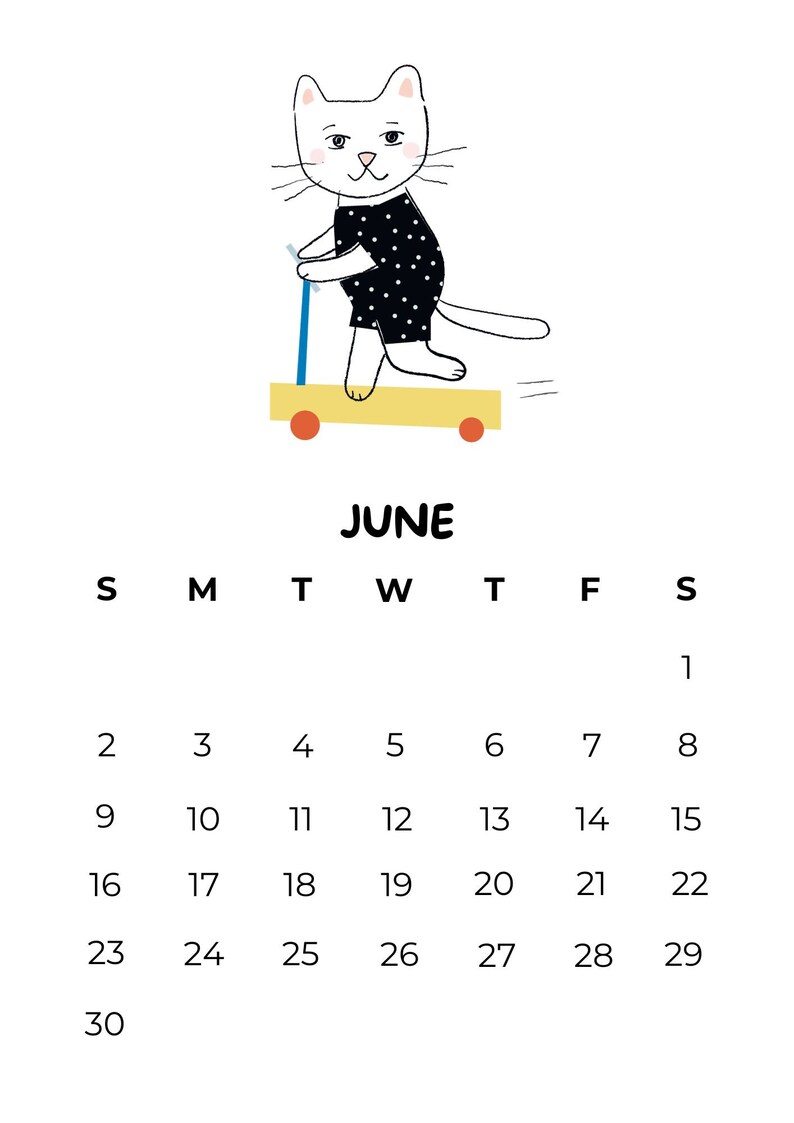 Printable Cat Calendar 2025 Funny Calendar 2025 Calendar 2025 Monthly