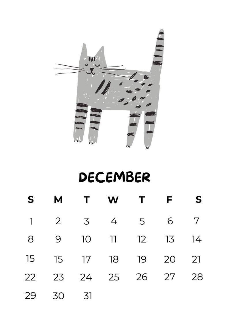 Printable Cat Calendar 2024 Funny Calendar 2024 Calendar 2024 Monthly