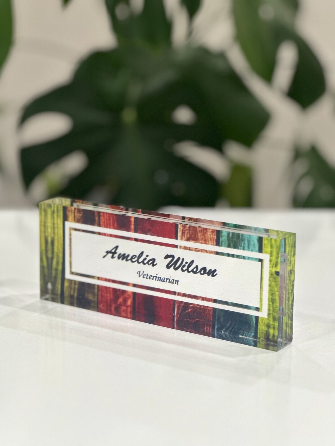 Clear Plexi Glass Desk Name Plate Personalized Office Name Etsy