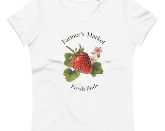 Hallazgos frescos, Farmer's Market, fresa, camiseta ecológica