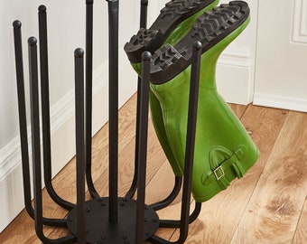 5 Pair Black Round Boot Vertical Shoe Rack