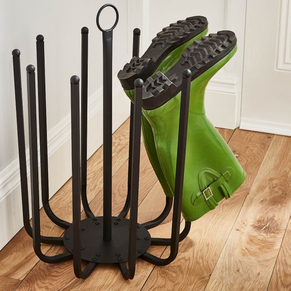 5 Pair Black Round Boot Vertical Shoe Rack