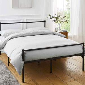 House of Home - King Size Metal Bed Frame, Minimalist Black Metal Frames with Reinforced Bars, Large Under-Bed Storage Space - Heavy Duty