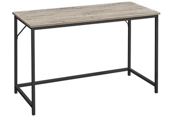 Rustic Computer Desk Grey Top with Black Metal Frame