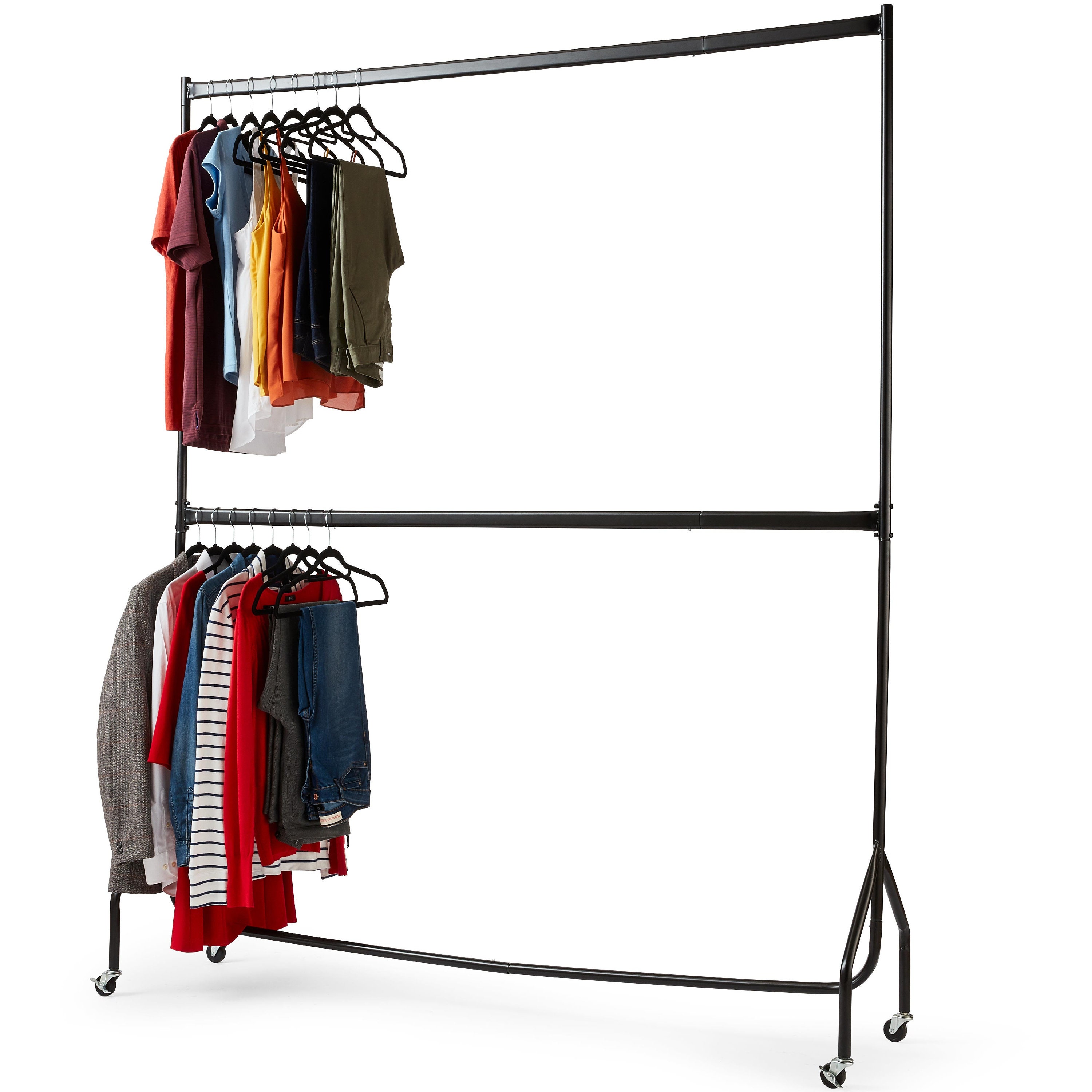 5ft Long X 7ft Two Tier Heavy Duty Clothes Rail Garment Hanging Rack in ...