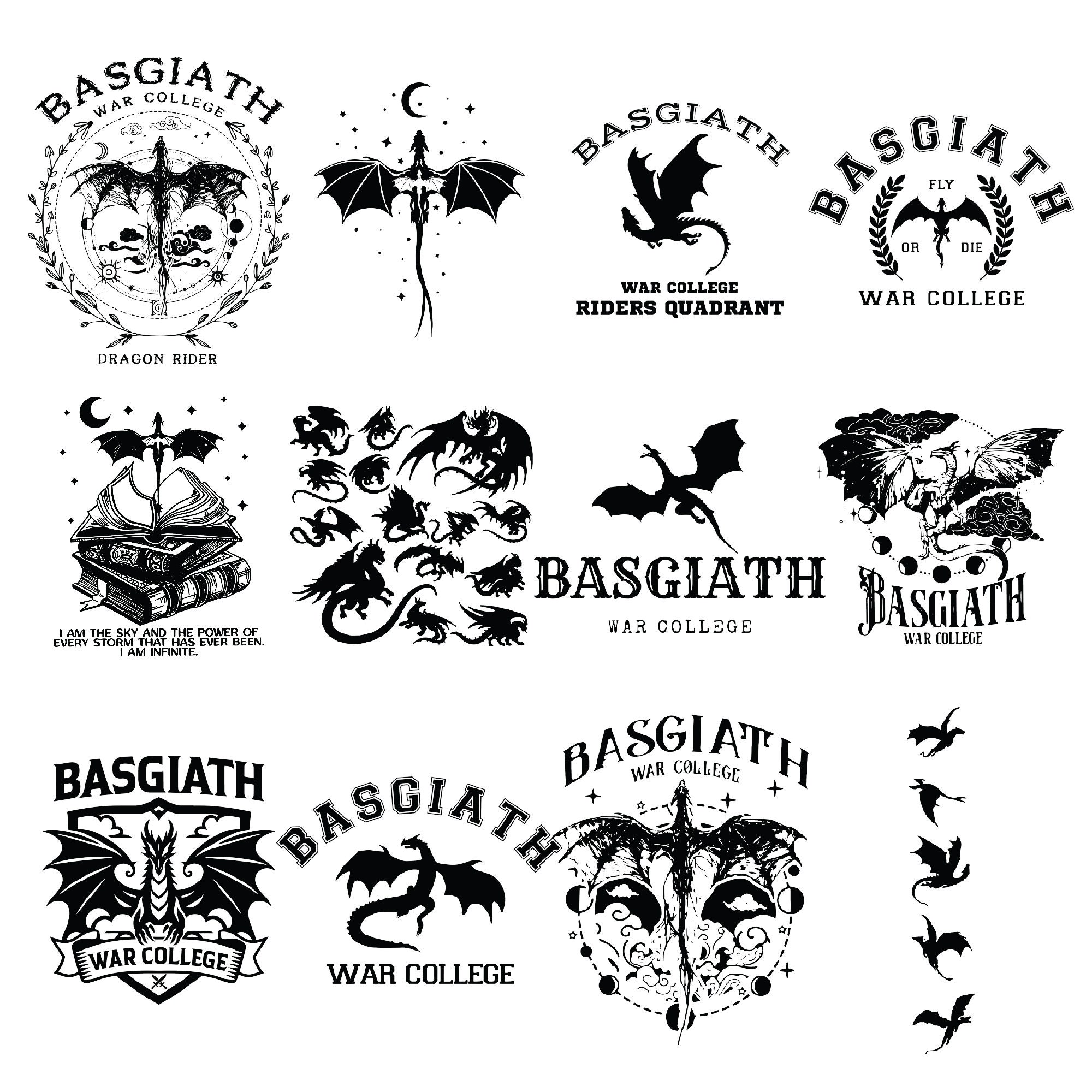 Fourth Wing Bundle Svg, Basgiath War College Svg, Dragon Fourth Wing Bundle Svg, Basgiath War College Svg, Dragon