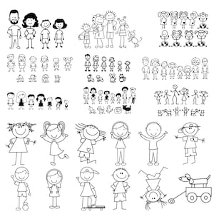 Stick Family SVG Bundle Stick Family file tagliati Enorme pacchetto di Stick Figure Svg Stick clip art di famiglia di persone Download istantaneo, adesivo di famiglia