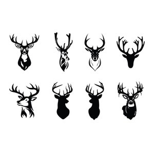 Deer Svg, Deer Png, Deer Antlers Svg, Deer Hunting Svg, Deer Head SVG, Buck Rack Svg, Reindeer Svg Png Cut File Clip Art Cricut & Silhouette