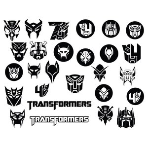 Transformers Svg, Transformer SVG Faces, Transformers Logo a strati SVG, Transformers Clipart PNG, Decalcomania in formato SVG, Transformers Png Bundle