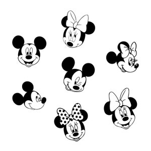 Mickey and Minnie Inspired SVG Bundle | Mickey Minnie Head SVG | Mickey Cricut SVG File | Mickey Minnie Mouse Outline | Svg Digital Download